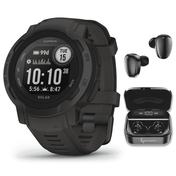 Garmin Instinct 2 Solar (GPS) 40mm Fiber-Reinforced Polymer Case with Black Sport Band, 2 Pack