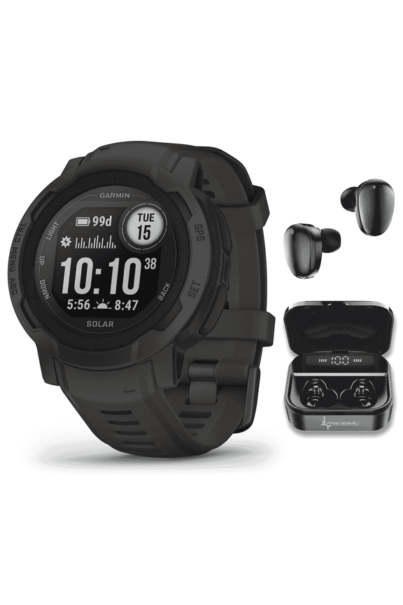 Garmin Instinct 2 Solar (GPS) 40mm Fiber-Reinforced Polymer Case with Black Sport Band, 2 Pack