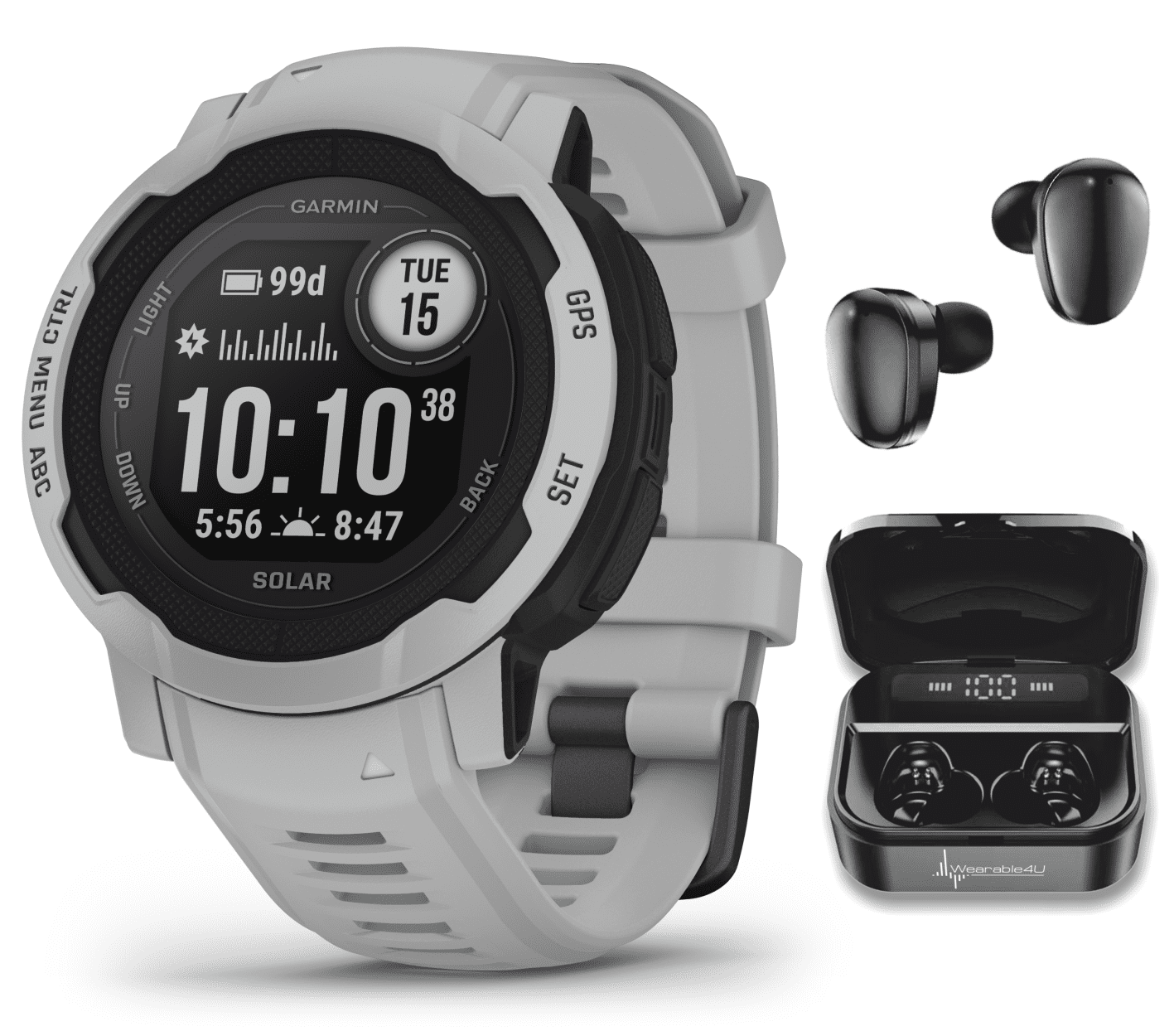 Garmin Instinct 2S Small-sized Solar GPS Rugged Outdoor Smartwatch, Neo  Tropic with Multi-GNSS Support with Wearable4U Black EarBuds Bundle 