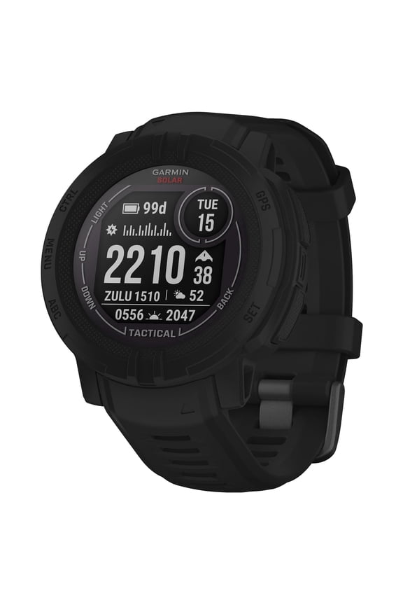 Instinct 2 Solar, Tactical-Edition, GPS Outdoor Watch, Solar Charging Capabilities, Multi-GNSS Support, Trackback Routing, Black