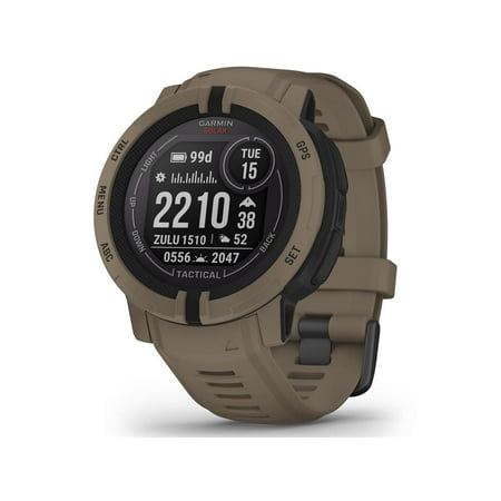 Garmin Instinct 2 Solar, Tactical-Edition, GPS Outdoor Watch, Solar Charging Capabilities, Multi-GNSS Support, Trackback Routing, Coyote Tan