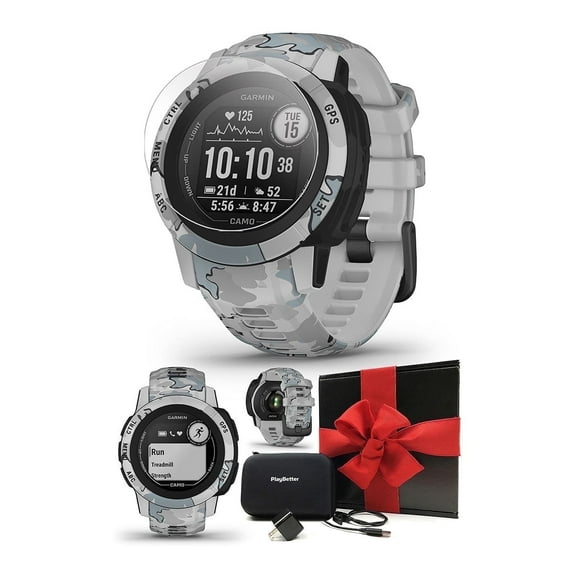 Garmin Instinct 2S Camo (Mist) Rugged GPS Smartwatch Gift Box Bundle, Includes PlayBetter HD Screen Protectors, Wall Adapter, & Protective Hard Case