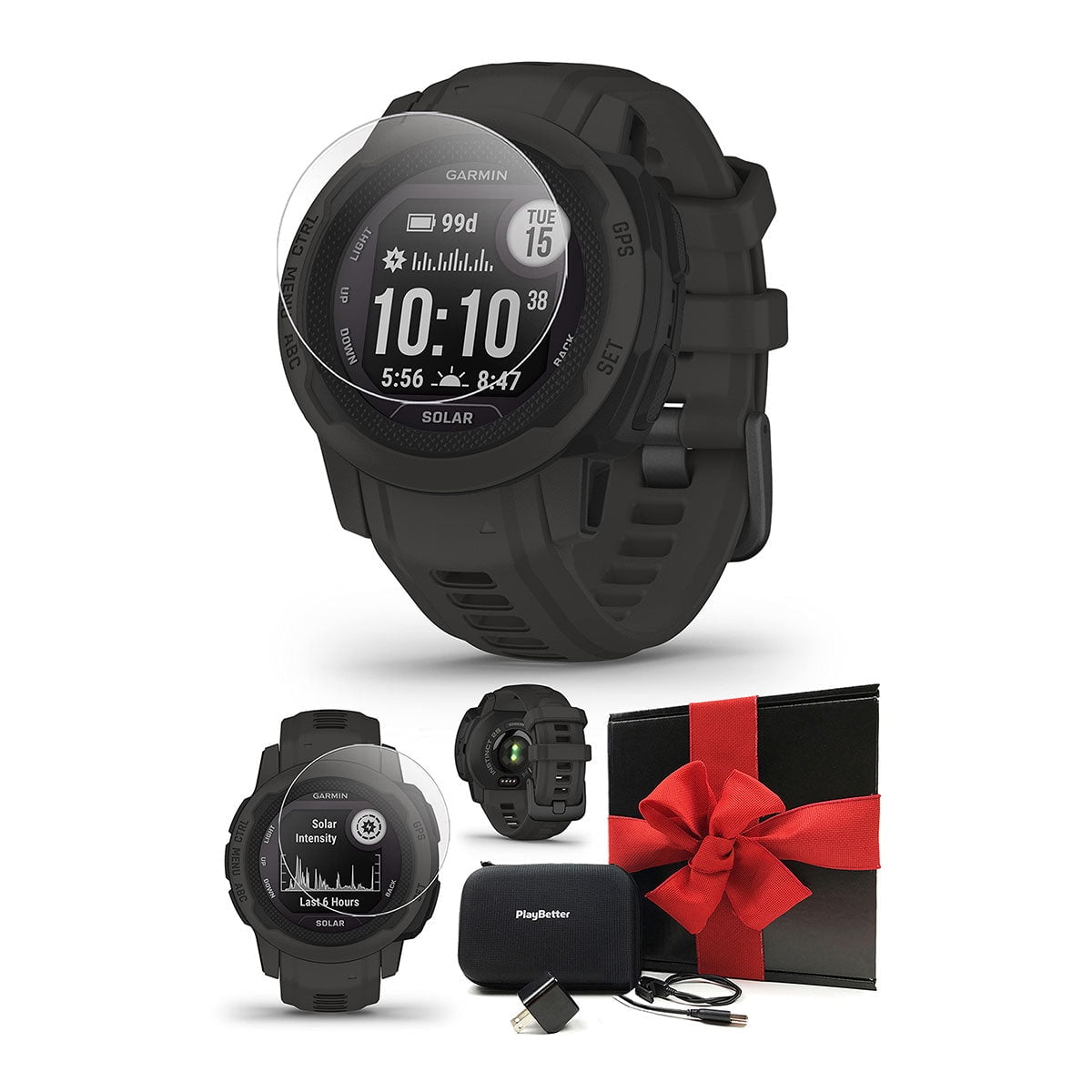 Garmin Instinct 2S Solar (Graphite) Rugged GPS Smartwatch Gift Box