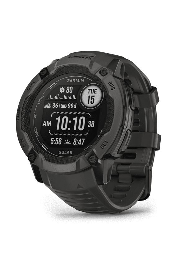 Instinct 2X Solar Rugged GPS Smartwatch, Graphite with Power Glass Lens, LED Flashlight