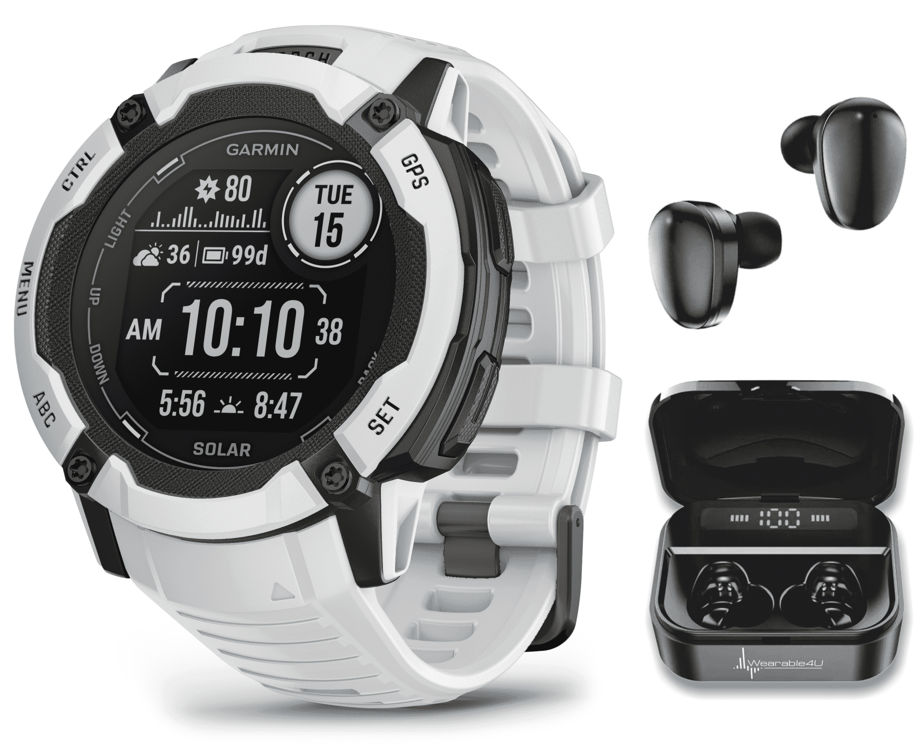 Garmin Instinct 2X Solar Rugged GPS Smartwatch, Whitestone Garmin Instinct 2X Solar Rugged GPS Smartwatch, Whitestone
