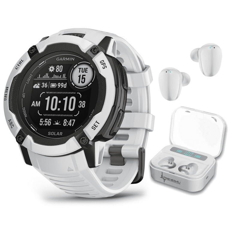 Garmin Instinct 2X Solar Rugged GPS Smartwatch, Whitestone with Power Glass  Lens, LED Flashlight 