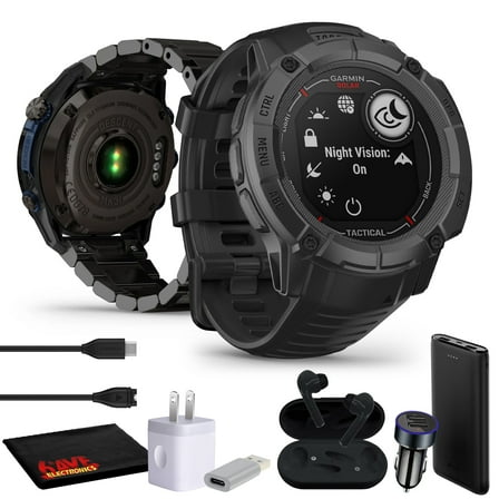 Garmin Instinct 2X Solar - Tactical Edition Black Smart Watch Bundle with Accessories