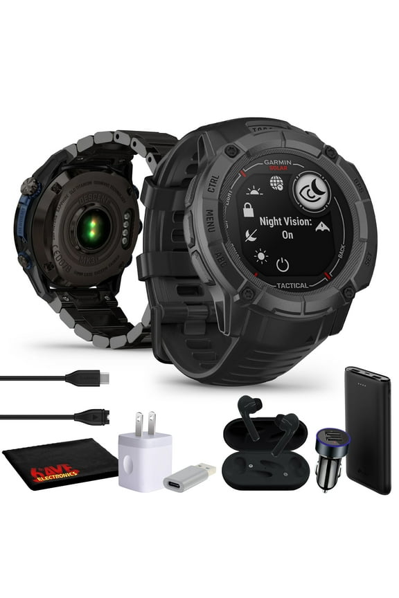 Instinct 2X Solar - Tactical Edition Black Smart Watch Bundle with Accessories