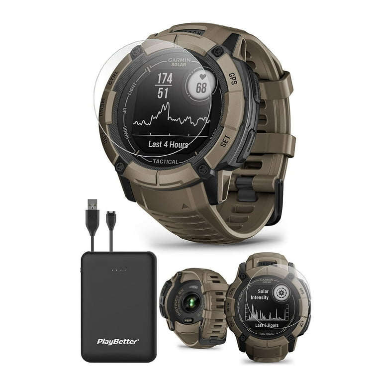 PlayBetter Garmin Instinct 2X Solar Tactical Rugged GPS Smartwatch