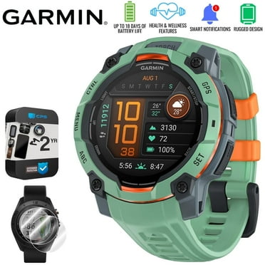 Garmin Instinct 3 - 45 mm Outdoor GPS Smartwatch, AMOLED, Neo Tropic w/ Neo Tropic Band 010-02936-01 Bundle with 2 Year Extended Warranty & Deco Essentials 2x Screen Protector