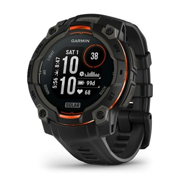 Garmin Instinct® 3 45mm, Solar Charged Display, Rugged Outdoor GPS Smartwatch, Metal-Reinforced Bezel, Built-In Flashlight, Black