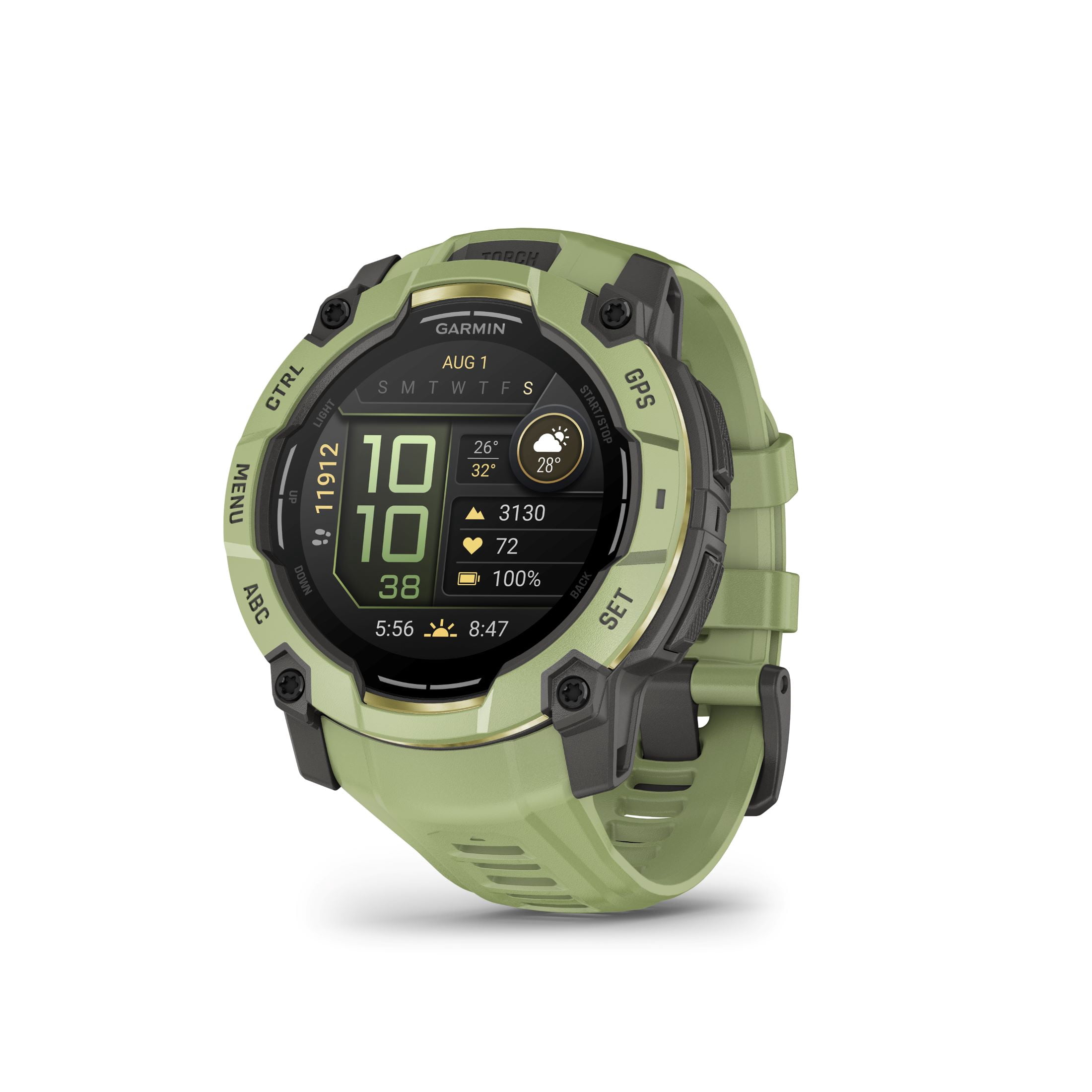 Garmin Instinct 3 – 50 mm, AMOLED Display, Rugged Outdoor GPS Smartwatch, Built-In Flashlight, Alpine Rush Collection Limited Edition Color, Fern Green with Fern Green Band