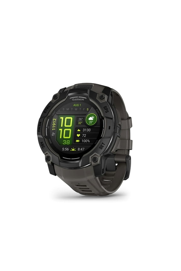 Instinct 3 50mm, AMOLED Display, Rugged Outdoor GPS Smartwatch, Metal-Reinforced Bezel, Built-In Flashlight, Up to 18 Days of Battery Life, Charcoal