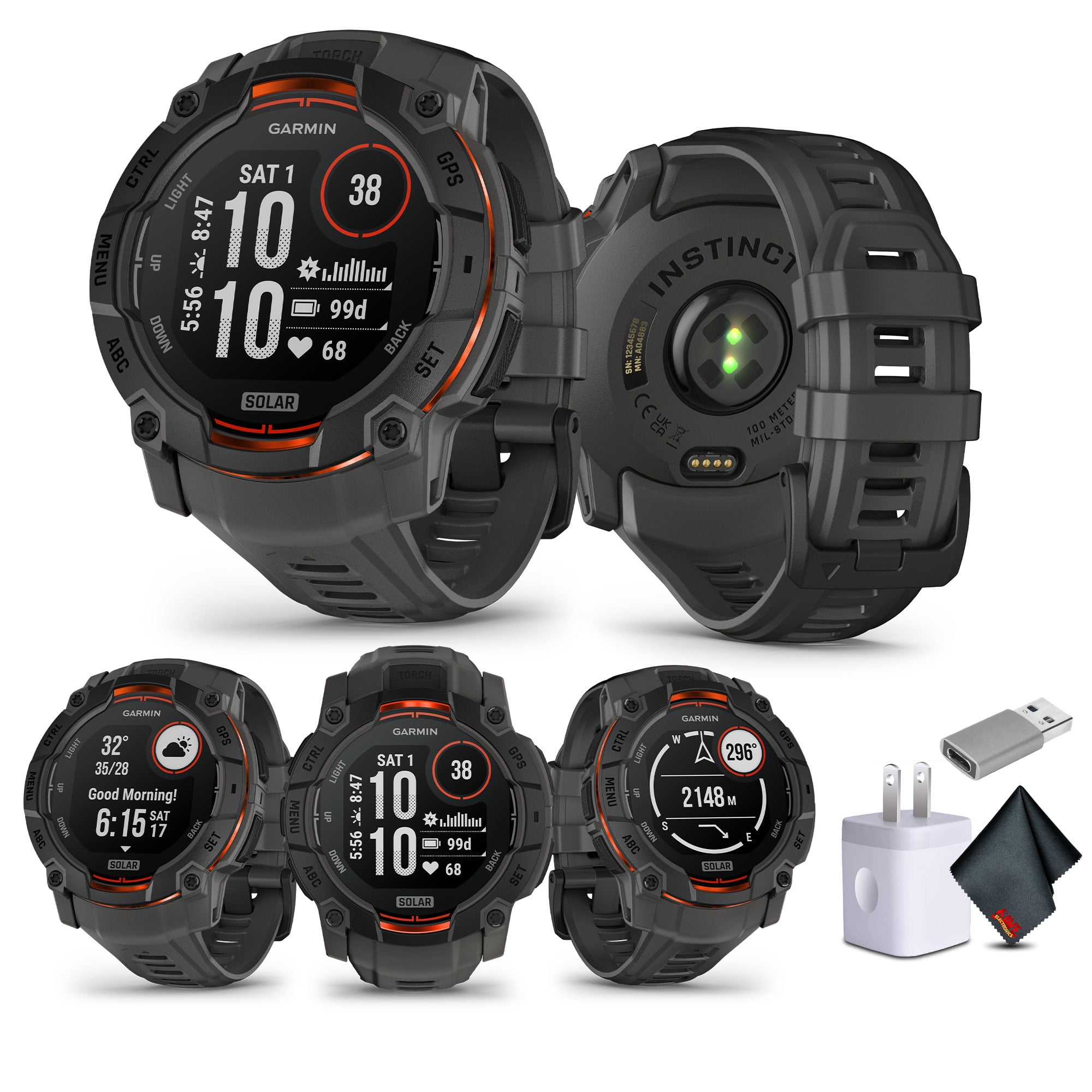 Garmin Instinct 3 50mm GPS Smartwatch Solar Charged Display