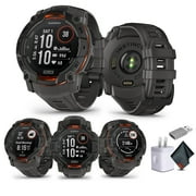 Garmin Instinct 3 50mm GPS Smartwatch Solar Charged Display Charcoal 010-02935-00 Bundle