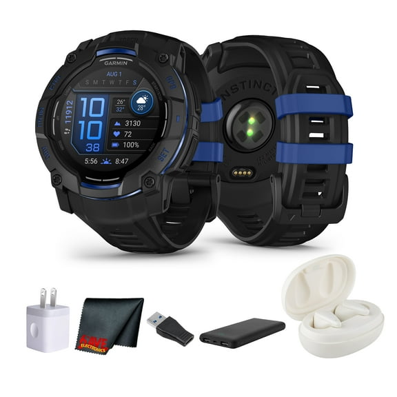 Garmin Instinct 3 Rugged GPS Smartwatch – 50mm AMOLED, Multi-Band GPS, Built-In Flashlight – Supernova Collection Watch Bundle