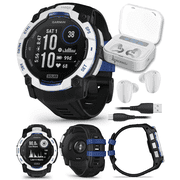 Garmin Instinct 3 Rugged Outdoor GPS Smartwatch 50mm Solar, Supernova Collection, Health & Fitness Tracking, Unlimited Battery, Whitestone/Bolt Blue w/ Wearable