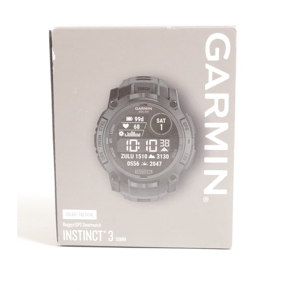 Pre-Owned Garmin Instinct 3 Tactical Edition, 50mm, Solar Charged Display, Rugged Outdoor GPS Smartwatch