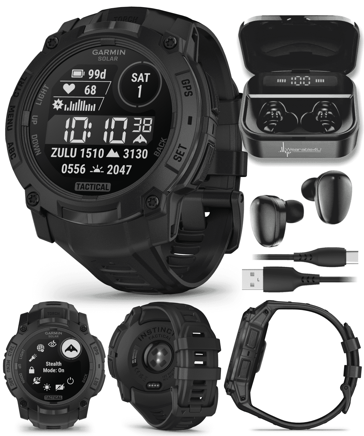 Garmin Instinct 3 Tactical Edition, Solar Charging Display