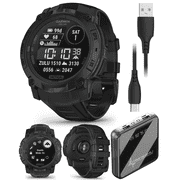 Garmin Instinct 3 Tactical Edition, Solar Charging Display, 50mm, Rugged Outdoor GPS Smartwatch with Wearable4U PowerBank Bundle
