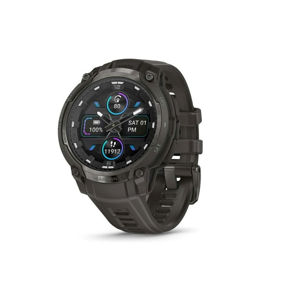 Garmin Instinct Crossover AMOLED, Rugged Hybrid GPS Smartwatch with Analog Watch Hands and Bright AMOLED Display, Charcoal with Charcoal Silicone Band