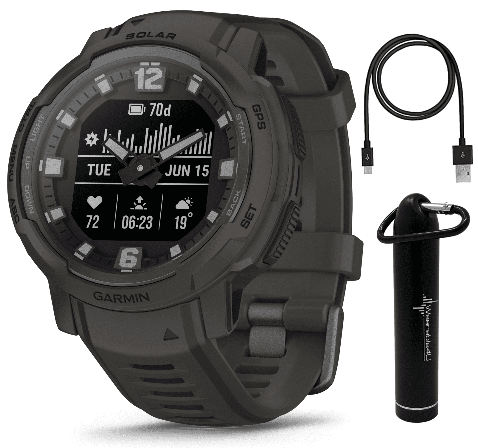 GARMIN - 【美品】Garmin Instinct Dual Power (3369) Garmin Instinct Solar GPS Watch, Rugged Hybrid Smartwatch