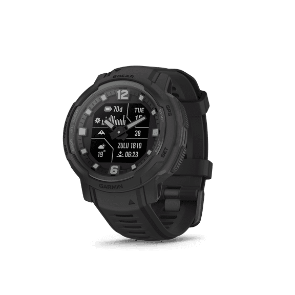 Garmin Instinct Crossover Solar - Tactical Edition, Rugged Hybrid Smartwatch with Solar, Tactical-Specific Features, Analog Hands and Digital Display, Black