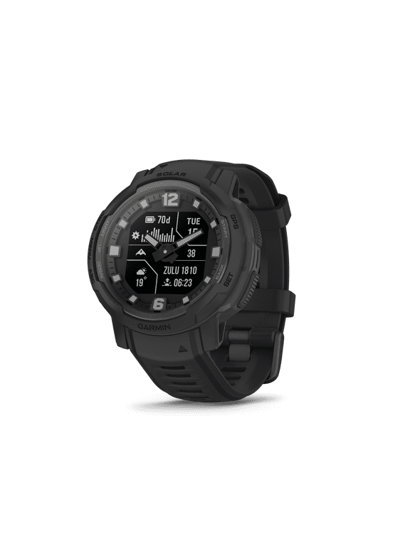 Instinct Crossover Solar - Tactical Edition, Rugged Hybrid Smartwatch with Solar, Tactical-Specific Features, Analog Hands and Digital Display, Black