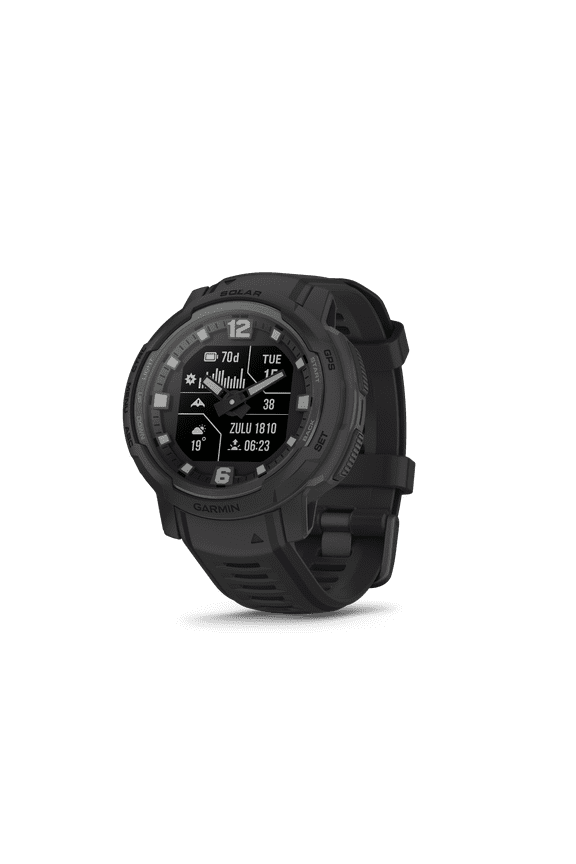 Instinct Crossover Solar - Tactical Edition, Rugged Hybrid Smartwatch with Solar, Tactical-Specific Features, Analog Hands and Digital Display, Black