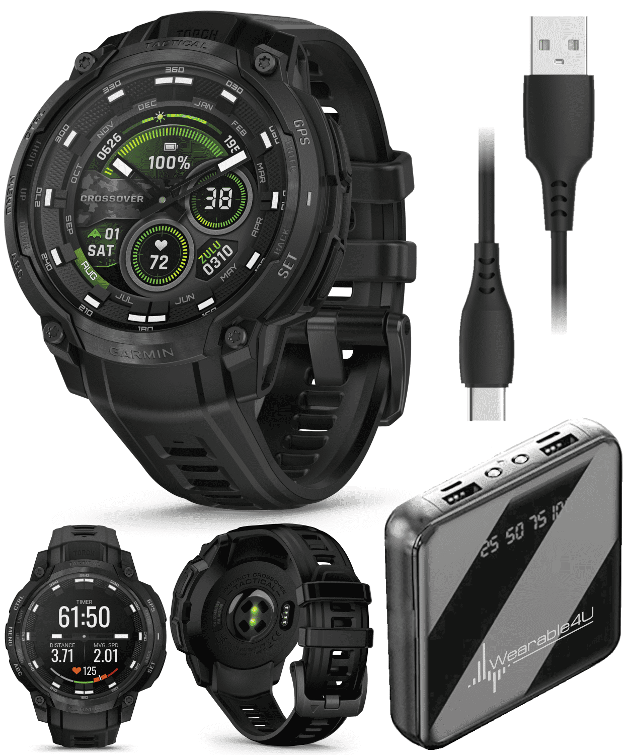 腕時計(デジタル) Instinct CrossoverTactical Edition Garmin Instinct Crossover AMOLED - Tactical Edition, Rugged Hybrid