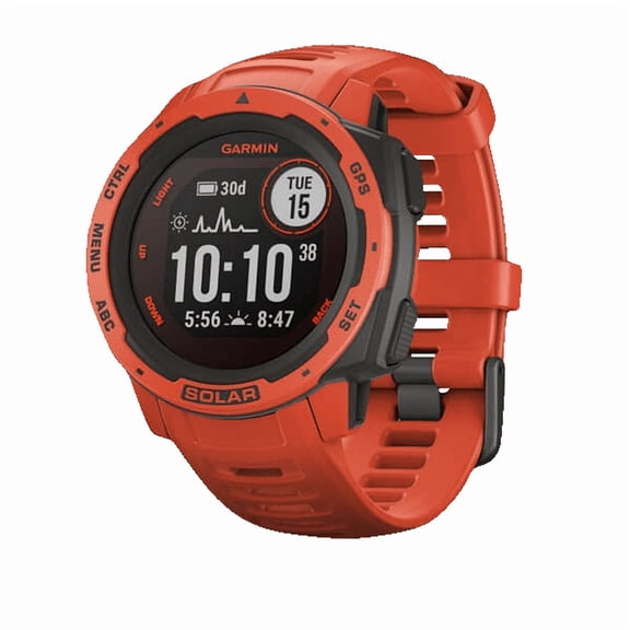Garmin Instinct Solar, Flame Red, Rugged GPS Smartwatch