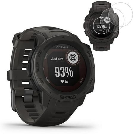 Garmin Instinct Solar GPS Smartwatch - Graphite (010-02293-10) w/ 2x Screen Protectors