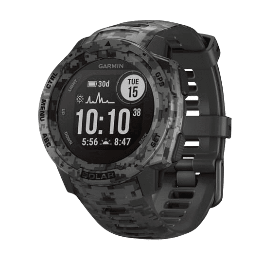 Garmin Instinct Solar, Graphite Camo, Rugged GPS Smartwatch