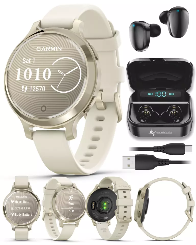 Lunar Gold & Bone Smartwatch + Black Earbuds
