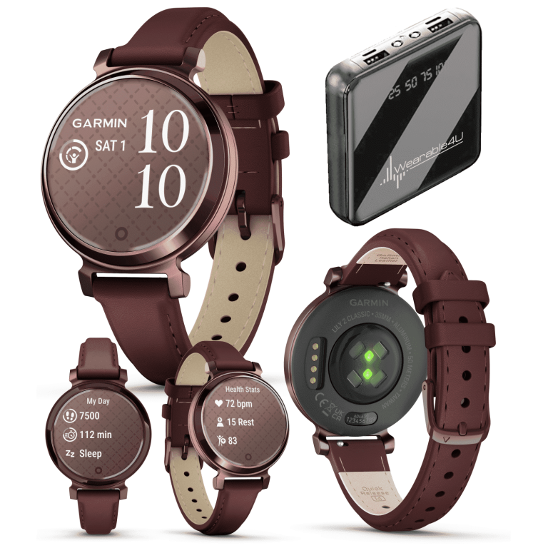 【美品】GARMIN Lily 2 Classic Tan Leather Garmin Lily 2 Classic - Dark Bronze with Mulberry Leather Band