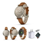 Garmin Lily 2 Classic Smartwatch Stylish Cream Gold with Tan 010-02839-02 Health and Fitness Smart Watch Bundle