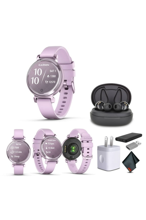 Lily 2 Small and Stylish Smartwatch Metallic Lilac New (010-02839-01) Earbud Bundle