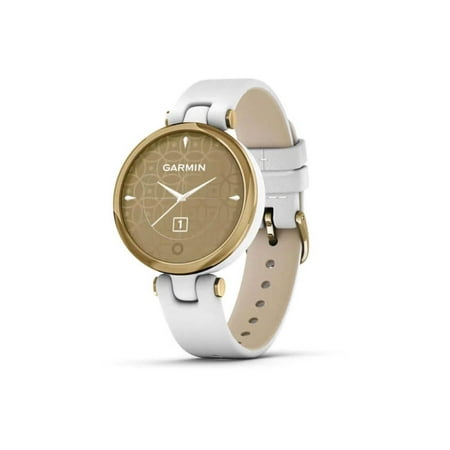 Garmin Lily Classic Edition, Light Gold Bezel w White Case & Italian Leather Band Watch