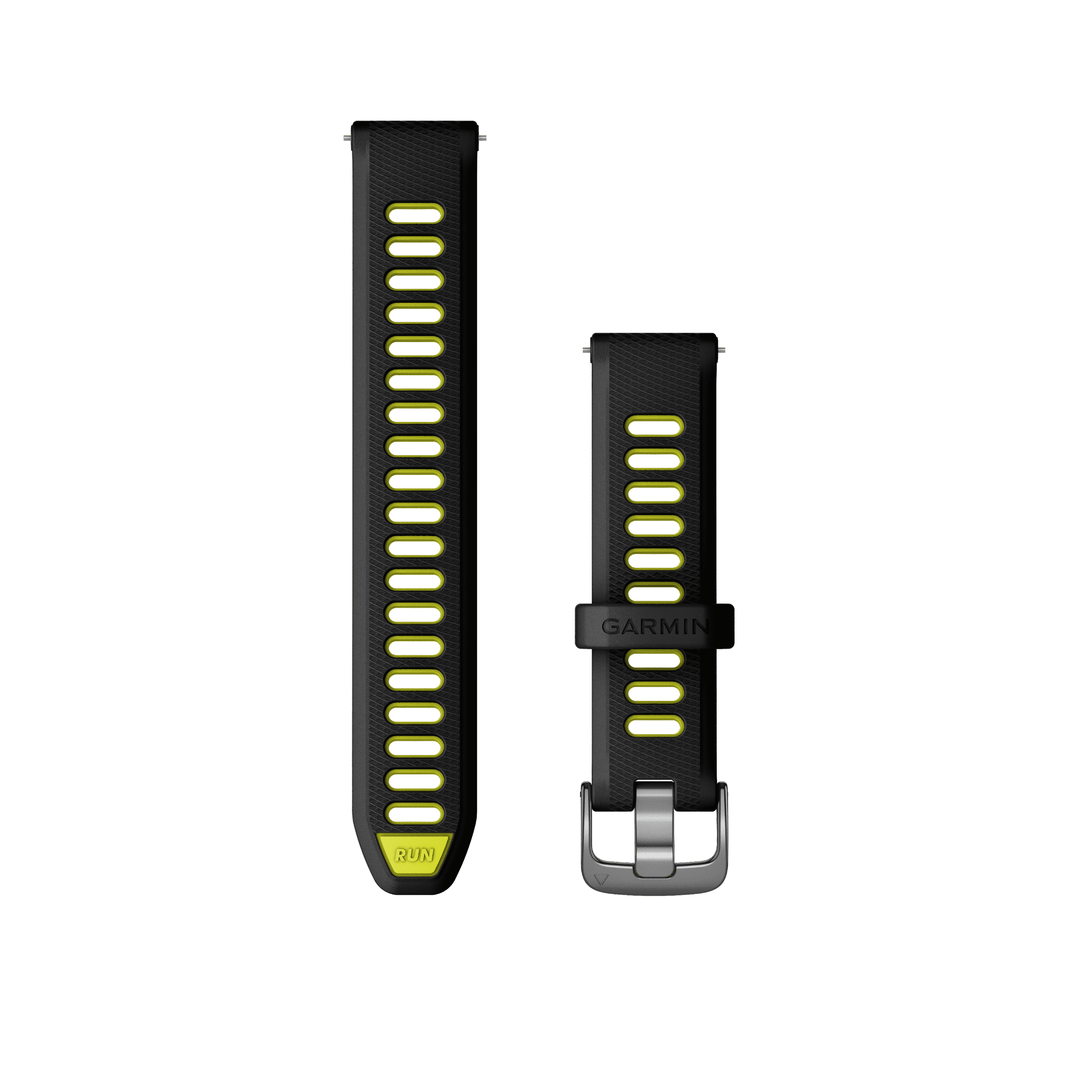 Garmin Quick Release 18mm, Silicone Band, Black/Amp Yellow with Slate Hardware