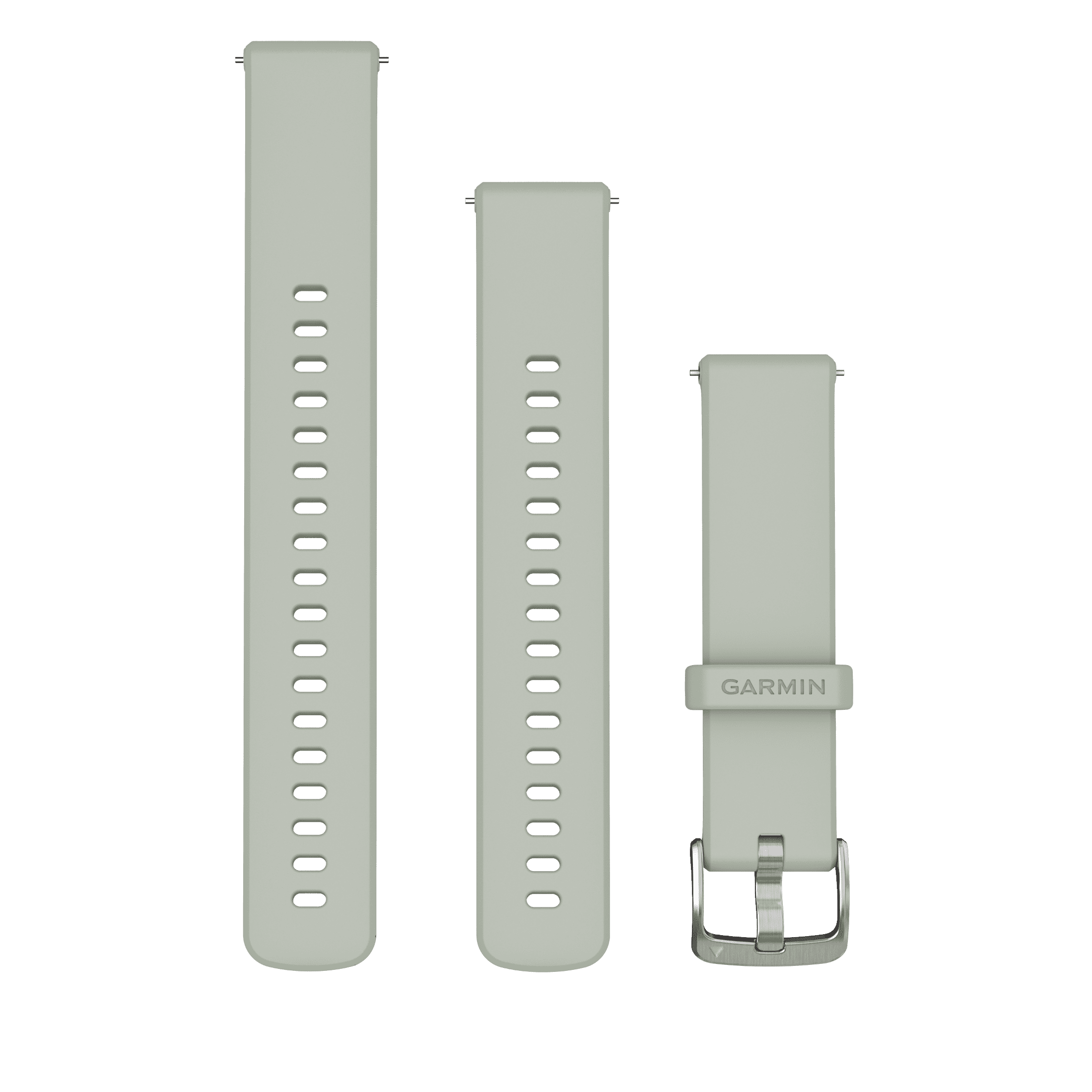 Garmin Quick Release 18mm, Silicone Band, Sage Gray with Silver Hardware