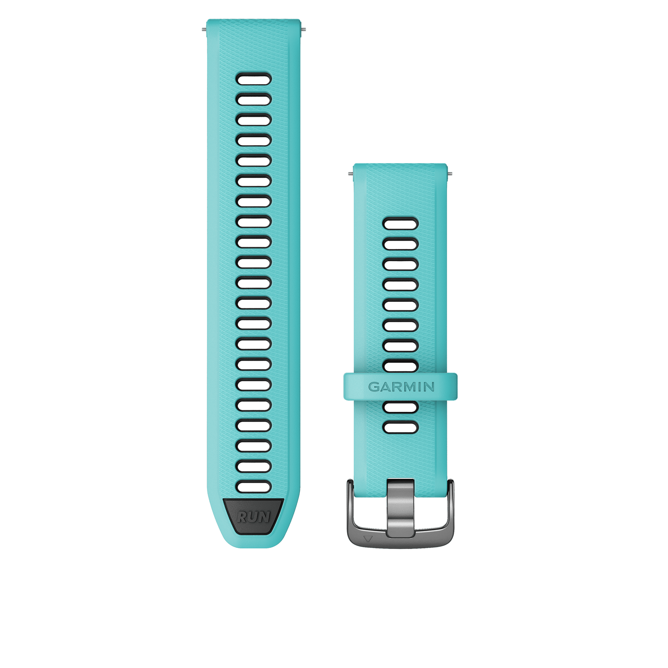 Garmin Quick Release 22mm, Silicone Band - Aqua/Black with Slate Hardware