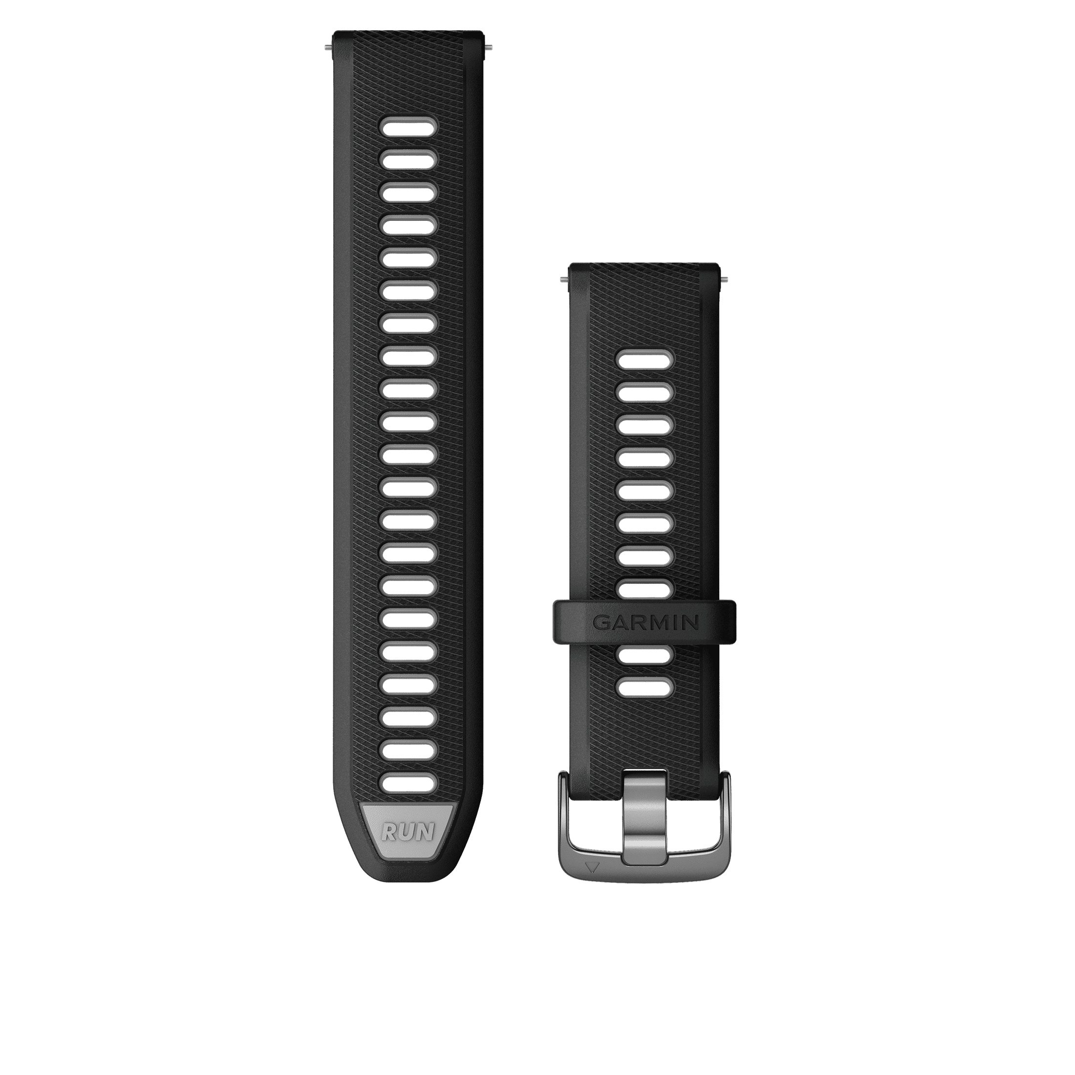 Garmin Quick Release 22mm, Silicone Band - Black/Powder Gray with Slate Hardware