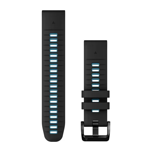 Garmin QuickFit® 22 Watch Bands, Black/Cirrus Blue Silicone