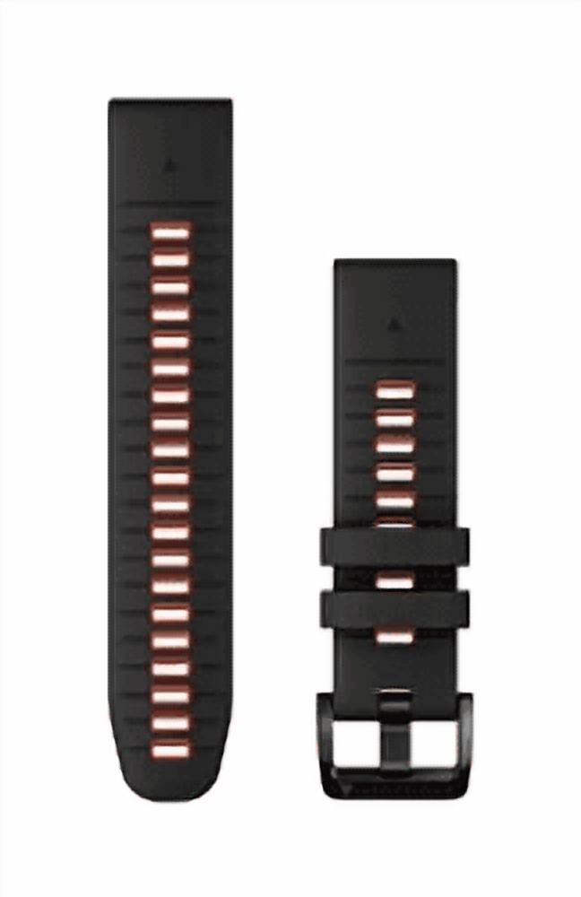 Garmin QuickFit® 22 Watch Bands, Black/Flame Red Silicone