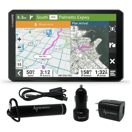 Garmin RV 895 Large Easy-to-Read 8" Unisex Adult GPS Navigator with Wearable4U Power Pack Bundle