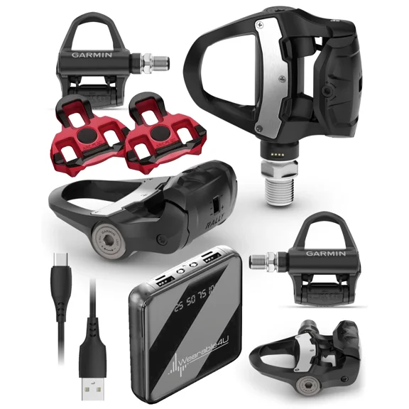 Garmin Rally RK210 Dual-Sensing Road Power Meter Pedals – LOOK KEO, Carbon, Rechargeable 90h w/ Wearable4U Power Bank Bundle