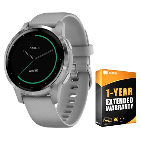 Garmin 010-02172-01 Vivoactive 4S Smartwatch Powder Gray/Stainless Bundle with Support Extension