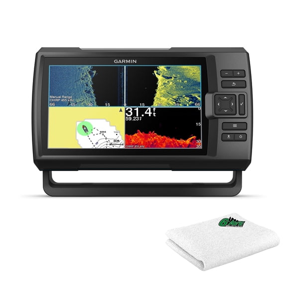 Garmin Striker Vivid 9sv, Easy-to-Use 5-inch Color Fish finder and Sonar Transducer, Vivid Scanning Sonar Color Palettes 9 Inch Bundle With Cleaning kit