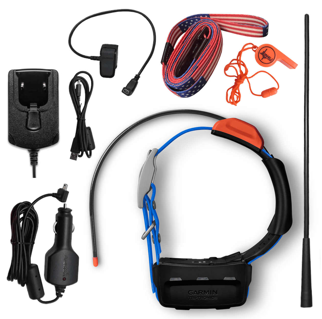 Garmin T 5X Dog Device Blue with Whistle and Leash Bundle