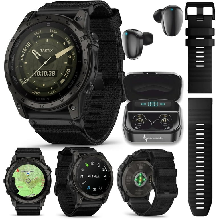 Garmin Tactix 7 GPS Smartwatch Bundle – Tactical Watch With Black Earbuds & Power Bank